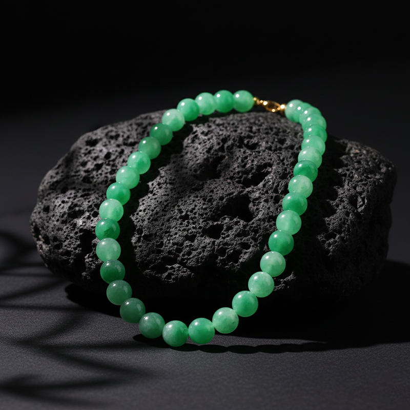 Natural Quartzite Jade · African Jade Round Bead Sweater Chain Pendant