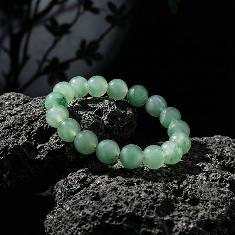 Natural Quartzite Jade · African Jade Round Bead Bracelet