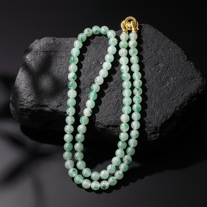 天然石英质玉 · 非洲翠飘花手串