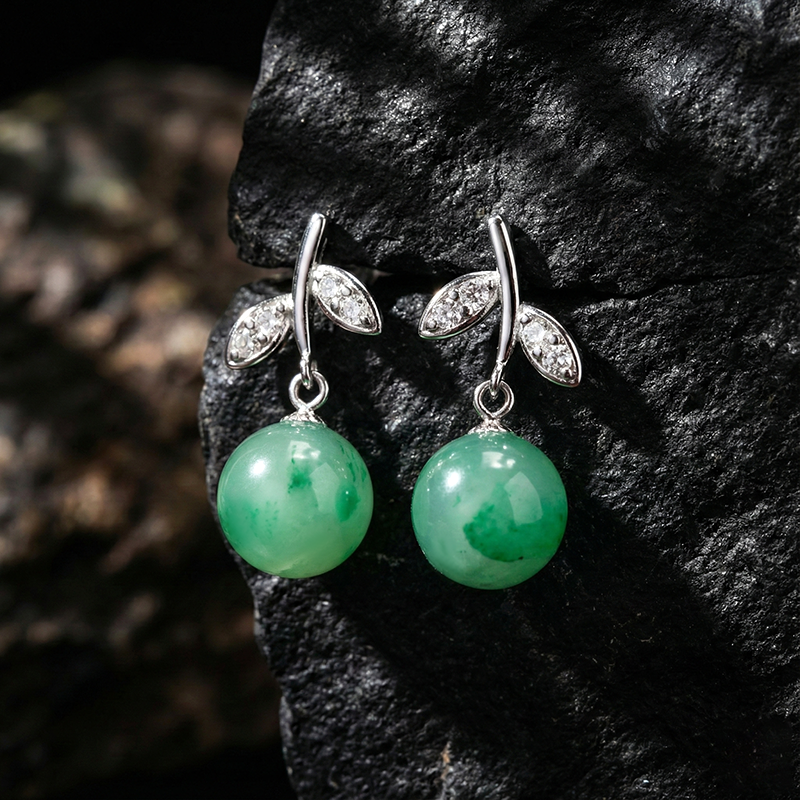Quartz Jade African Jade "Emerald" Swaying Blossom Drop Earrings