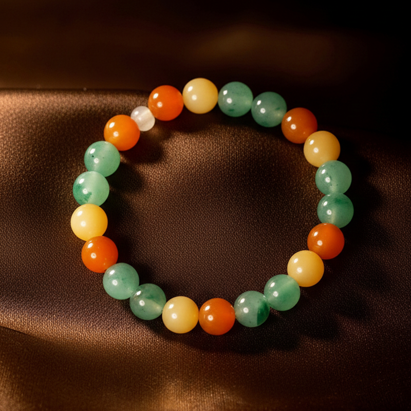 Natural Quartzite Jade · African Jadeite Yellow Dzi Bead Bracelet