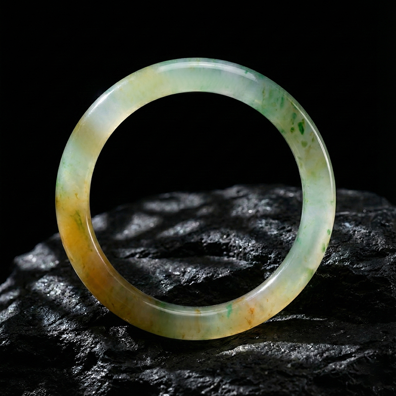 Quartzite Jade Africa Jade · Yellow and Green Bangle