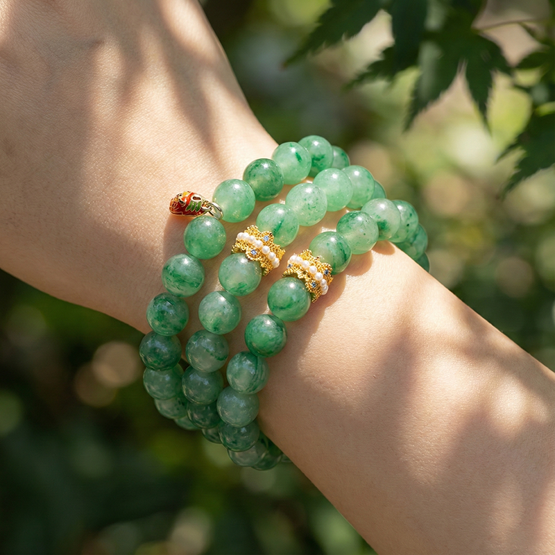 Natural Quartzite · African Green Phantom Bracelet