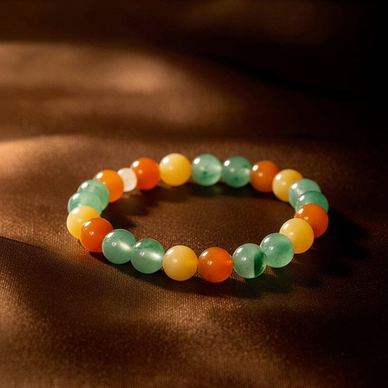 Natural Quartzite Jade · African Jadeite Yellow Dzi Bead Bracelet