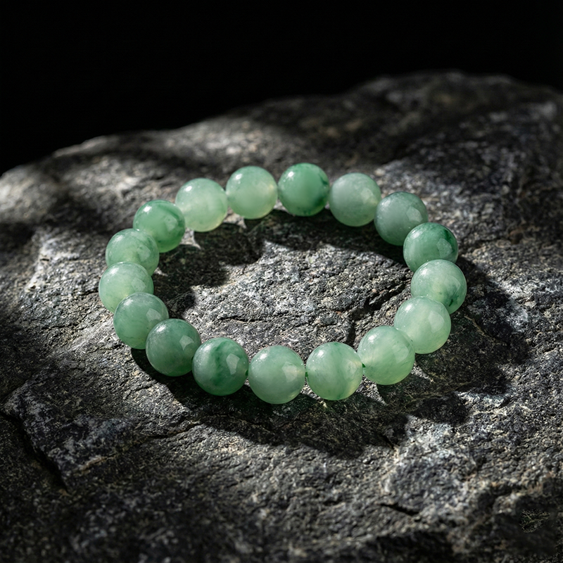 Natural Quartzite Jade · African Jade Round Bead Bracelet