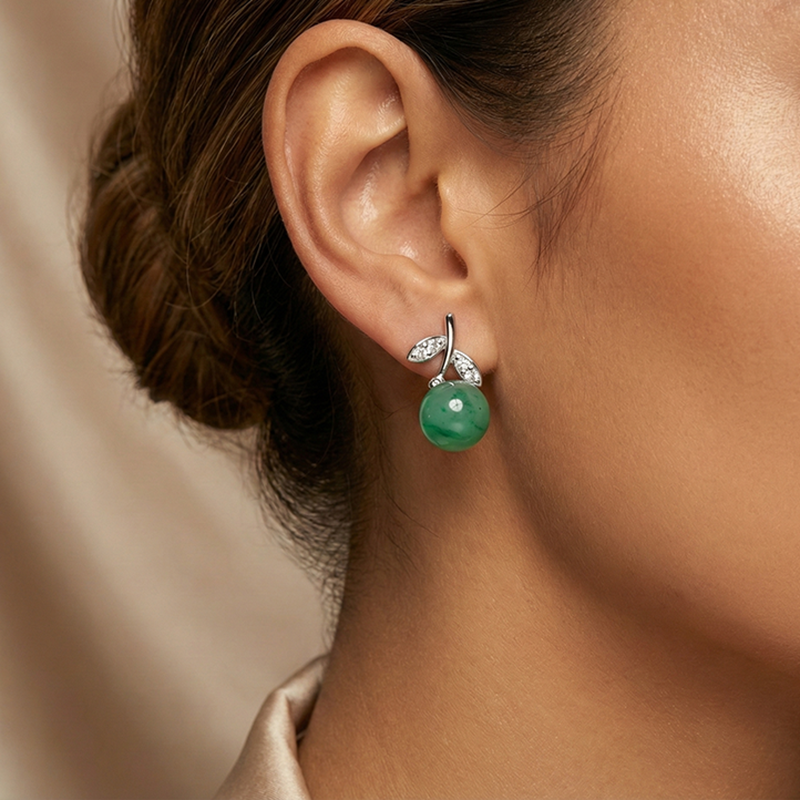 Quartz Jade African Jade "Emerald" Swaying Blossom Drop Earrings