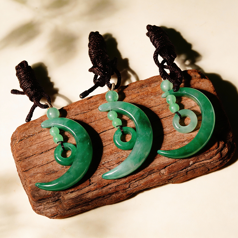 Quartz Jade African Jade Moon and Stars Pendant