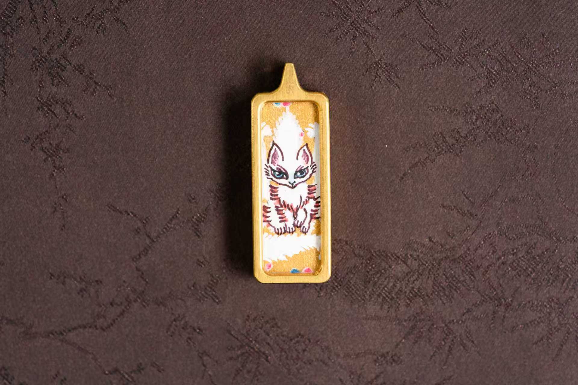 【八大守护·狐仙系列】小狐仙 金色祥瑞护法 随身唐卡吊坠 · 纯手工矿物颜料