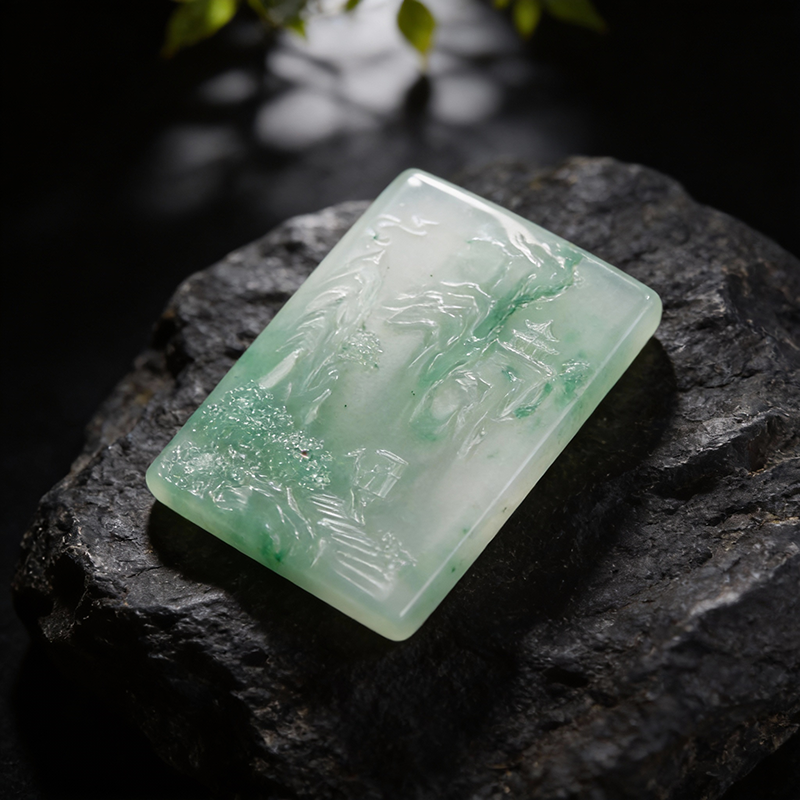 Quartz Jade African Jade Landscape Wushi Pendant
