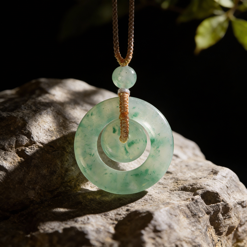Quartzite Jade African Jadeite Floating Flower Peace Buckle Pendant