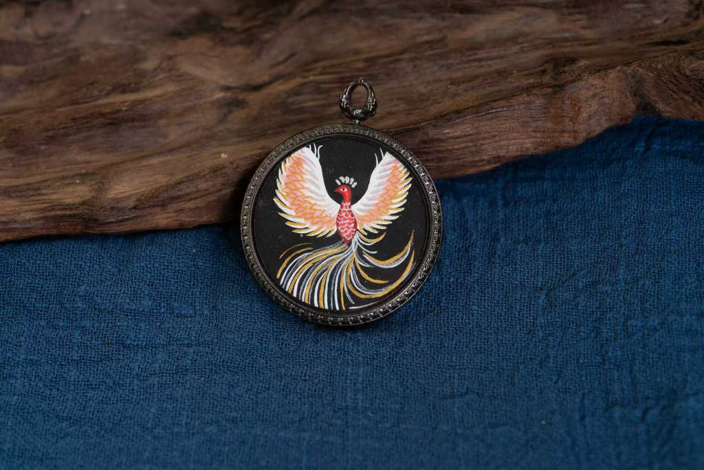 【八大守护·九紫离火系列】火凤凰 九紫离火黑金随身唐卡 · 纯手工矿物颜料