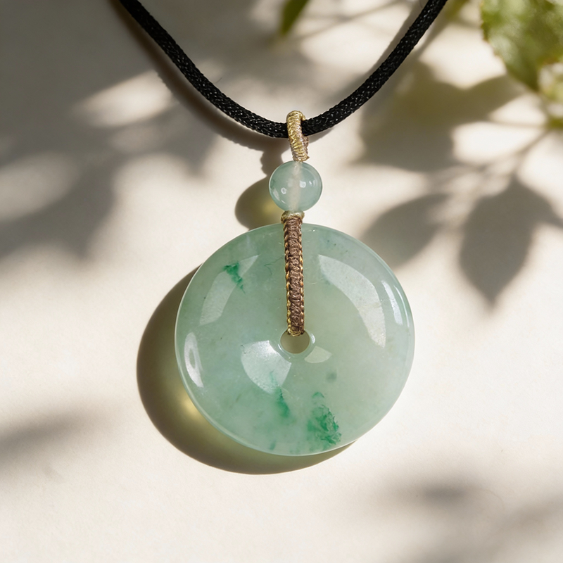 Quartzite Jade Icy Floral Peace Buckle Pendant