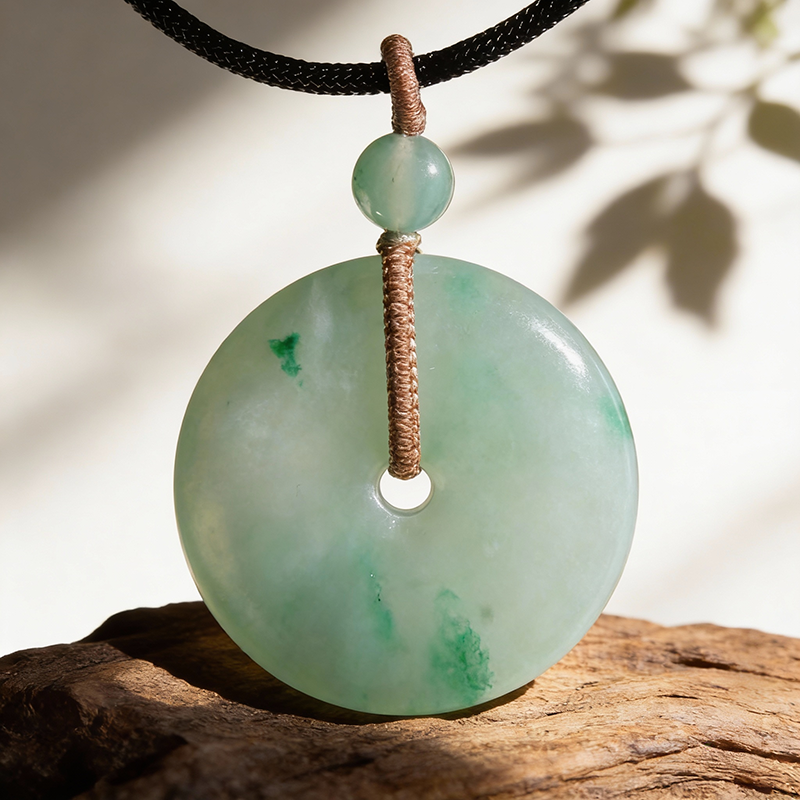 Quartzite Jade Icy Floral Peace Buckle Pendant