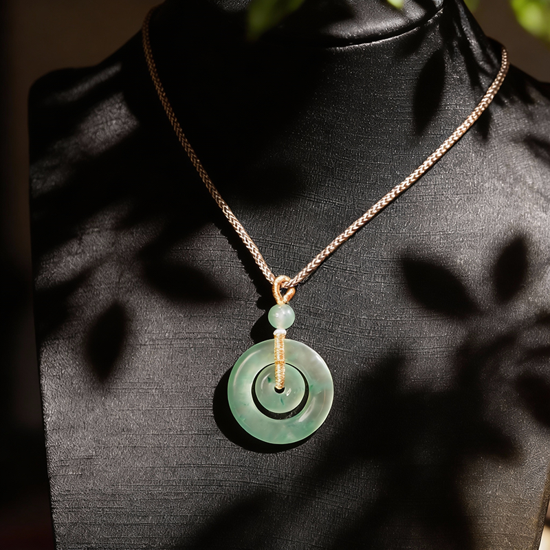 Quartzite Jade African Jadeite Floating Flower Peace Buckle Pendant